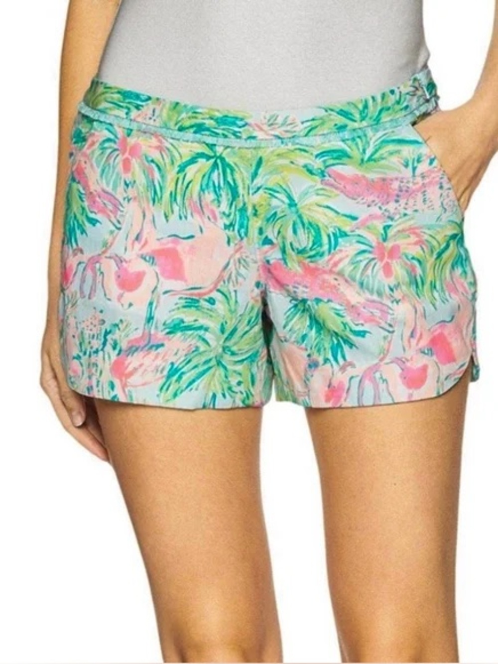 Lilly Pulitzer On Parade Pink Green Elephant Adie Shorts size 6 EUC